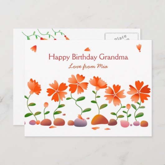 Daisies gelukkige verjaardag briefkaart (Voorkant / Achterkant)