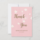Daisies Girly Roze Schattigee Kalligrafie Lente Bl Bedankkaart (Voorkant)