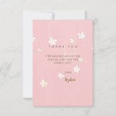 Daisies Girly Roze Schattigee Kalligrafie Lente Bl Bedankkaart (Achterkant)