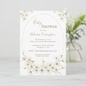 Daisies Gold Lijst Floral Waterverf Baby shower Kaart (Staand voorkant)