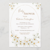 Daisies Gold Lijst Floral Waterverf Baby shower Kaart (Voorkant)