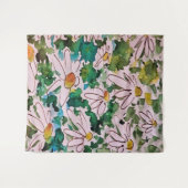 Daisies, green substrate, abstraction. wandkleed (Voorkant (horizontaal))