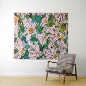 Daisies, green substrate, abstraction. wandkleed (In Situ (horizontaal))