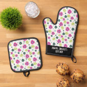Daisies grillig gestileerd bloemmotief ovenwant & pannenlap set (Top down)