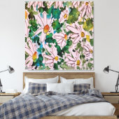 Daisies, groen substraat, abstractie. canvas afdruk (Insitu (Slaapkamer))