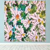 Daisies, groen substraat, abstractie. canvas afdruk (Insitu (Houten vloer))
