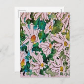 Daisies, groen substraat, abstractie. feestdagenkaart (Voorkant / Achterkant)