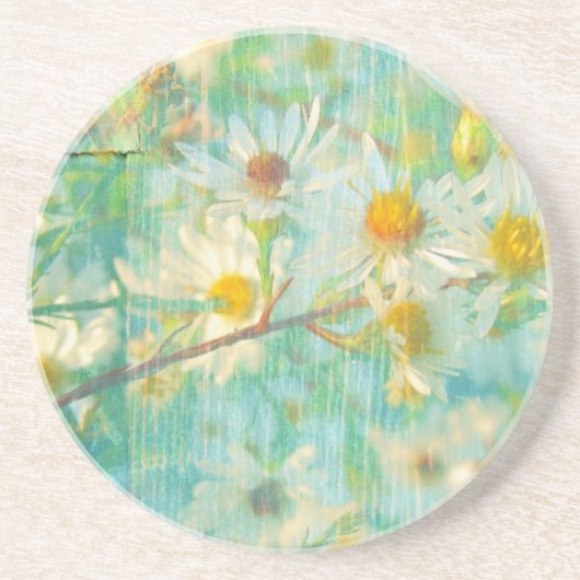 Daisies Grunge Zandsteen Onderzetter (Voorkant)