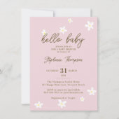 Daisies Hallo Baby Spring Pink Boho Girl Shower Kaart (Voorkant)