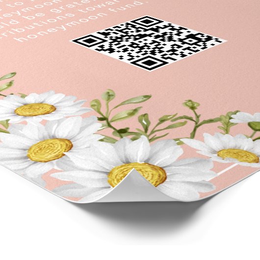 Daisies Honeymoon Fund QR Code Sign Poster (Hoek)