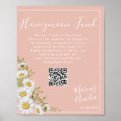 Daisies Honeymoon Fund QR Code Sign Poster (Voorkant)