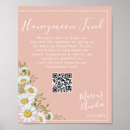 Daisies Honeymoon Fund QR Code Sign Poster