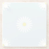 Daisies Illustratief LG Patroon op Bord Blauw Glazen Onderzetter (Achterkant)