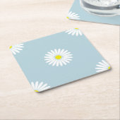 Daisies Illustratief LG Patroon op Bord Blauw Kartonnen Onderzetters (Schuin)