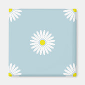 Daisies Illustratief LG Patroon op Bord Blauw Magneet (Voorkant)