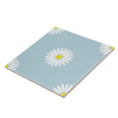 Daisies Illustratief LG Patroon op Bord Blauw Tegeltje (Zijkant)