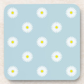 Daisies Illustratief Patroon op Bord Blauw Bier Onderzetter (Voorkant)