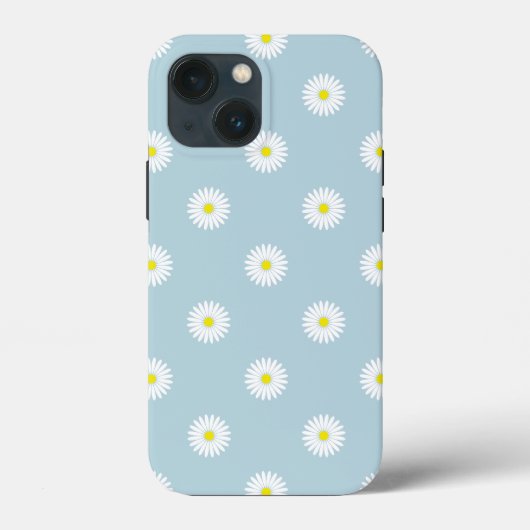 Daisies Illustratief Patroon op Bord Blauw Case-Mate iPhone Case (Achterkant)