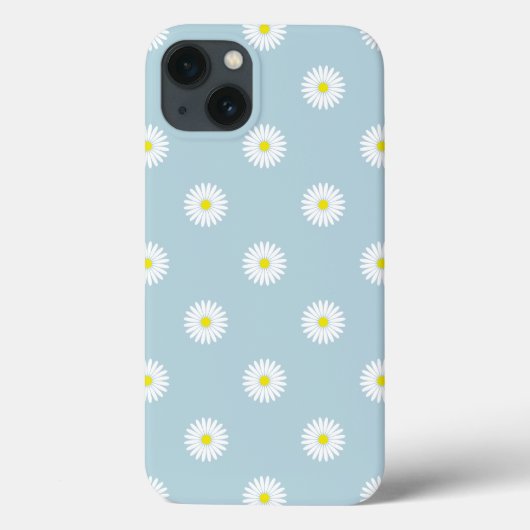 Daisies Illustratief Patroon op Bord Blauw Case-Mate iPhone Case (Achterkant)