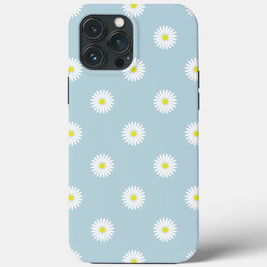 Daisies Illustratief Patroon op Bord Blauw Case-Mate iPhone Case (Achterkant)