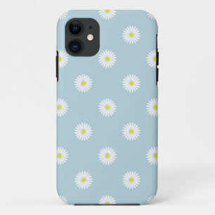 Daisies Illustratief Patroon op Bord Blauw Case-Mate iPhone Case