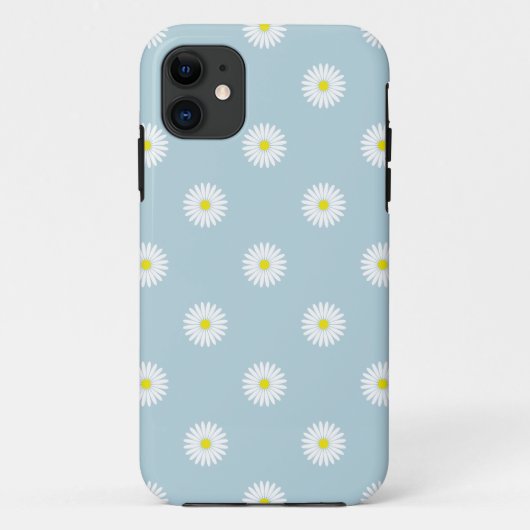 Daisies Illustratief Patroon op Bord Blauw Case-Mate iPhone Case (Achterkant)