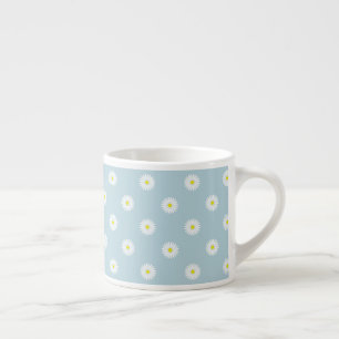 Daisies Illustratief Patroon op Bord Blauw Espresso Kop