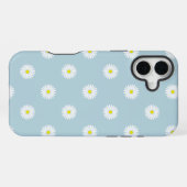 Daisies Illustratief Patroon op Bord Blauw iPhone Hoesje (Achterkant horizontaal)