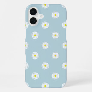 Daisies Illustratief Patroon op Bord Blauw iPhone 16 Plus Hoesje