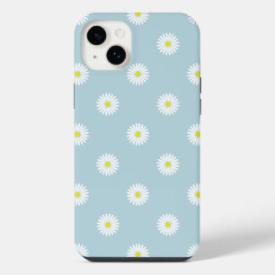 Daisies Illustratief Patroon op Bord Blauw