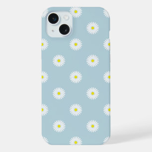 Daisies Illustratief Patroon op Bord Blauw iPhone 15 Plus Case