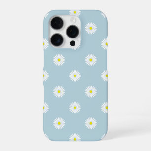 Daisies Illustratief Patroon op Bord Blauw iPhone 16 Pro Hoesje