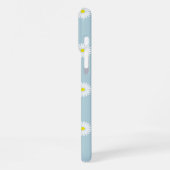 Daisies Illustratief Patroon op Bord Blauw iPhone Hoesje (Linkerkant)