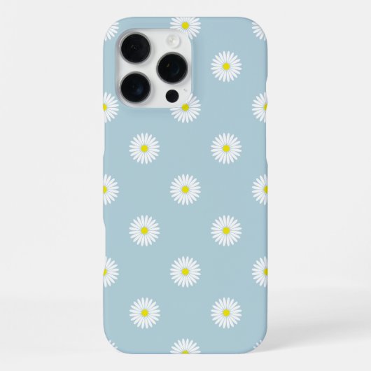 Daisies Illustratief Patroon op Bord Blauw iPhone Hoesje (Achterkant)