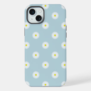 Daisies Illustratief Patroon op Bord Blauw iPhone 15 Plus Case