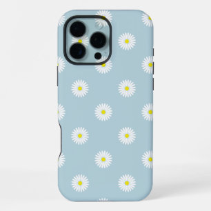 Daisies Illustratief Patroon op Bord Blauw iPhone 16 Pro Max Hoesje