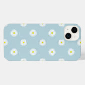 Daisies Illustratief Patroon op Bord Blauw iPhone Hoesje (Achterkant horizontaal)