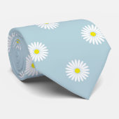 Daisies Illustratief Patroon op Bord Blauw Stropdas (Opgerold)