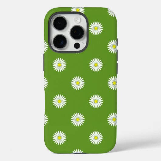 Daisies Illustratief Patroon op Groen Case-Mate iPhone Case (Achterkant)