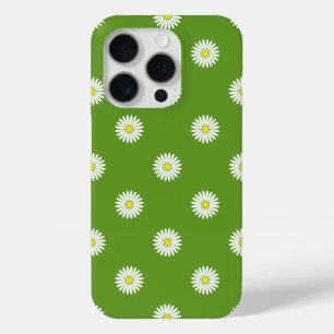 Daisies Illustratief Patroon op Groen iPhone 15 Pro Case
