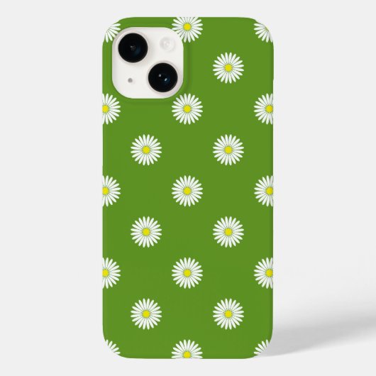 Daisies Illustratief Patroon op Groen Case-Mate iPhone Case (Achterkant)