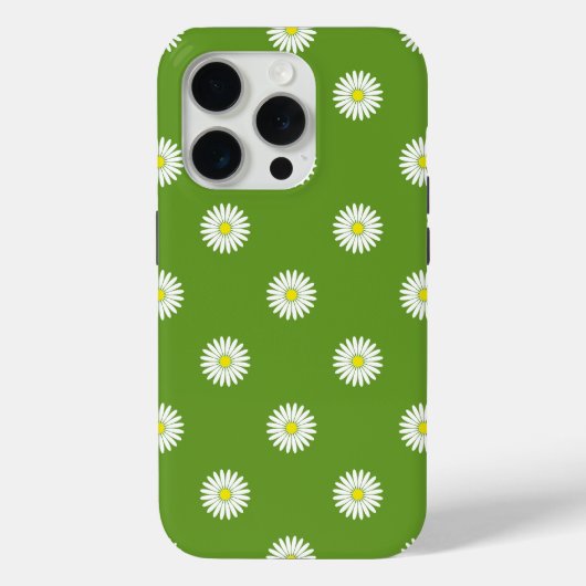 Daisies Illustratief Patroon op Groen Case-Mate iPhone Case (Achterkant)