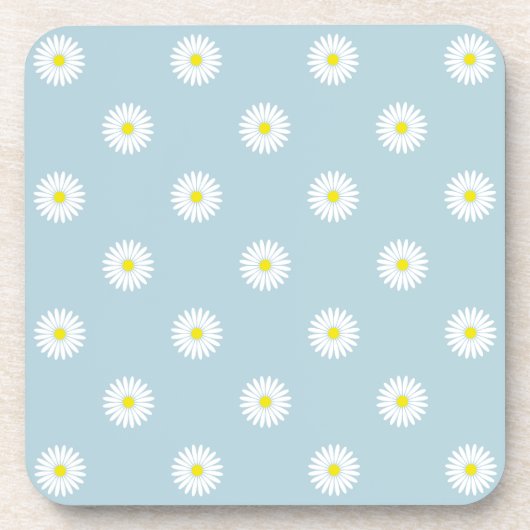 Daisies Illustratief RPT Patroon op Bord Blauw Bier Onderzetter (Voorkant)