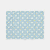 Daisies Illustratief RPT Patroon op Bord Blauw Fleece Deken (Voorkant (Horizontaal))