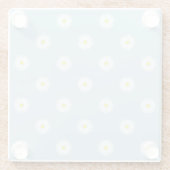 Daisies Illustratief RPT Patroon op Bord Blauw Glazen Onderzetter (Achterkant)