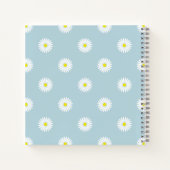 Daisies Illustratief RPT Patroon op Bord Blauw Notitieboek (Achterkant)