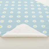 Daisies Illustratief RPT Patroon op Bord Blauw Sherpa Deken (3/4)