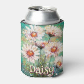 Daisies Impressionistic Floral Teal Personalized Blikjeskoeler (Blikje Voorkant)