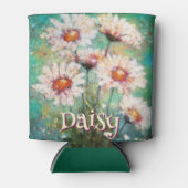 Daisies Impressionistic Floral Teal Personalized Blikjeskoeler (Voorkant)