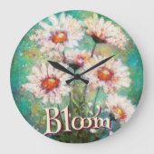 Daisies Impressionistic Floral Teal Personalized Grote Klok (Voorkant)